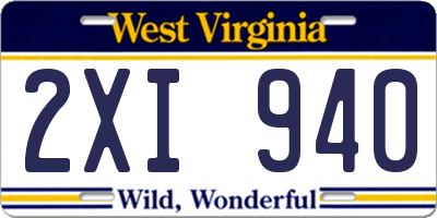 WV license plate 2XI940