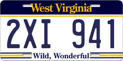 WV license plate 2XI941