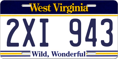 WV license plate 2XI943