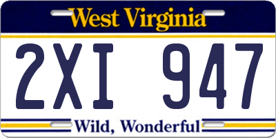 WV license plate 2XI947