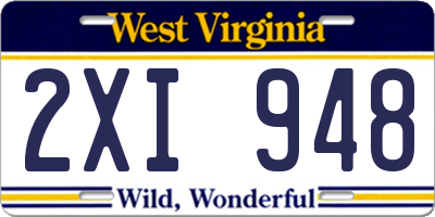 WV license plate 2XI948
