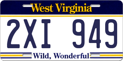 WV license plate 2XI949
