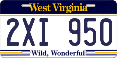 WV license plate 2XI950