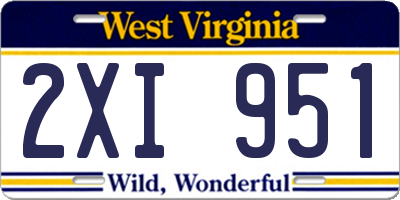 WV license plate 2XI951