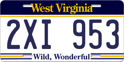 WV license plate 2XI953