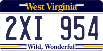 WV license plate 2XI954