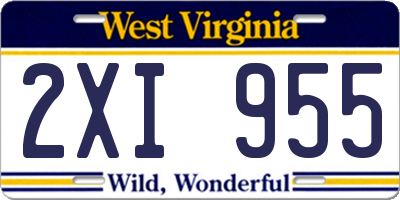 WV license plate 2XI955