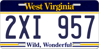 WV license plate 2XI957