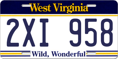 WV license plate 2XI958