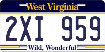 WV license plate 2XI959