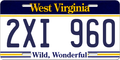 WV license plate 2XI960