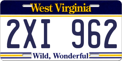 WV license plate 2XI962