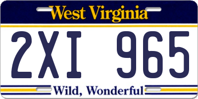 WV license plate 2XI965
