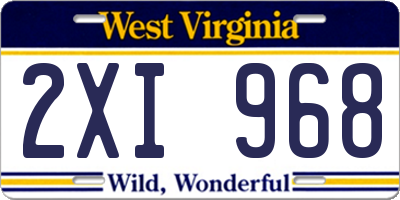 WV license plate 2XI968