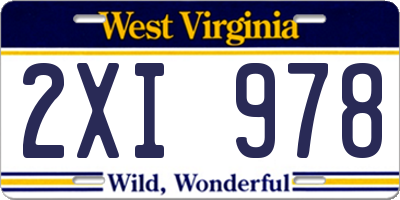 WV license plate 2XI978