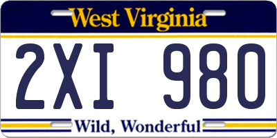 WV license plate 2XI980