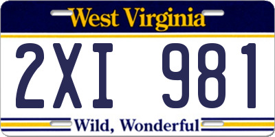 WV license plate 2XI981