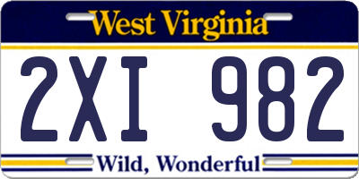 WV license plate 2XI982