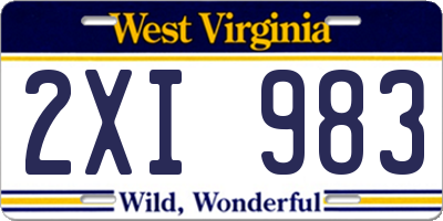 WV license plate 2XI983