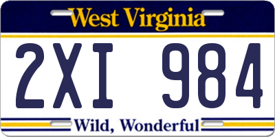 WV license plate 2XI984