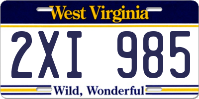 WV license plate 2XI985