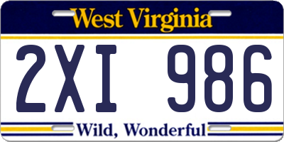 WV license plate 2XI986