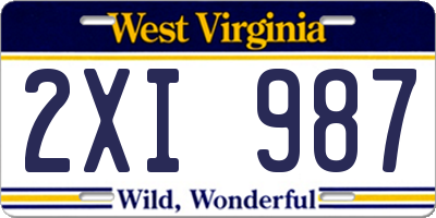 WV license plate 2XI987