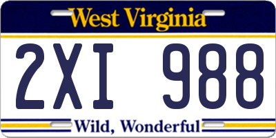 WV license plate 2XI988