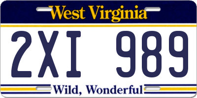 WV license plate 2XI989