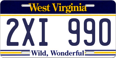 WV license plate 2XI990