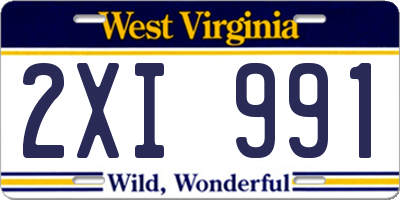 WV license plate 2XI991