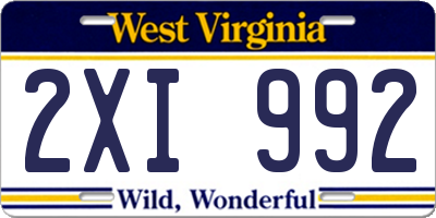 WV license plate 2XI992