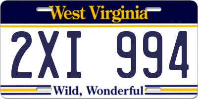 WV license plate 2XI994