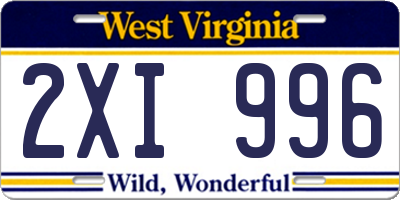 WV license plate 2XI996