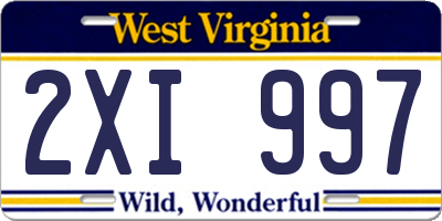 WV license plate 2XI997