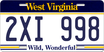 WV license plate 2XI998