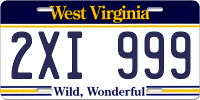 WV license plate 2XI999