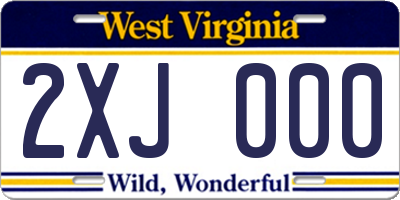 WV license plate 2XJ000