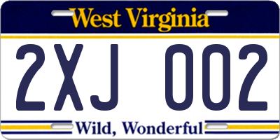 WV license plate 2XJ002