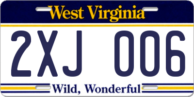 WV license plate 2XJ006