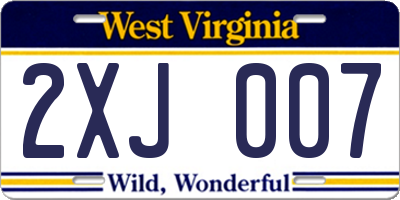WV license plate 2XJ007
