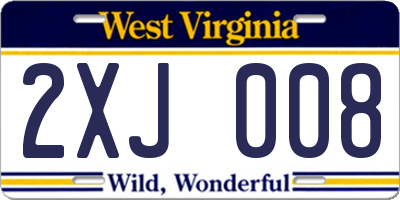 WV license plate 2XJ008
