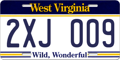 WV license plate 2XJ009