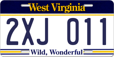 WV license plate 2XJ011