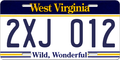 WV license plate 2XJ012