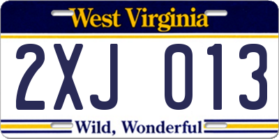 WV license plate 2XJ013