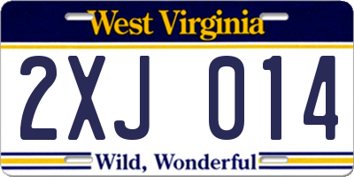WV license plate 2XJ014