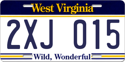 WV license plate 2XJ015