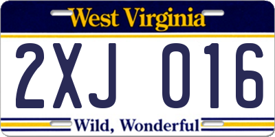 WV license plate 2XJ016