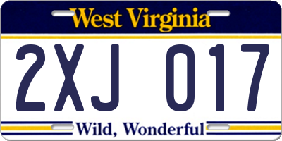 WV license plate 2XJ017